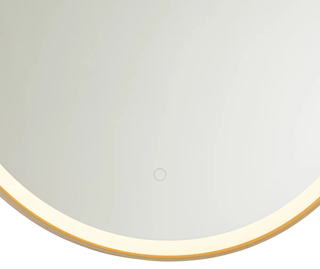 Badkamerspiegel goud 70 cm incl. LED 3-staps dimbaar met touch rond - Miral Modern IP44 Lamp