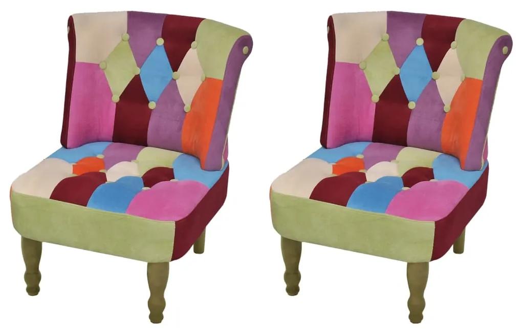 vidaXL Franse stoelen 2 st met patchwork ontwerp stof