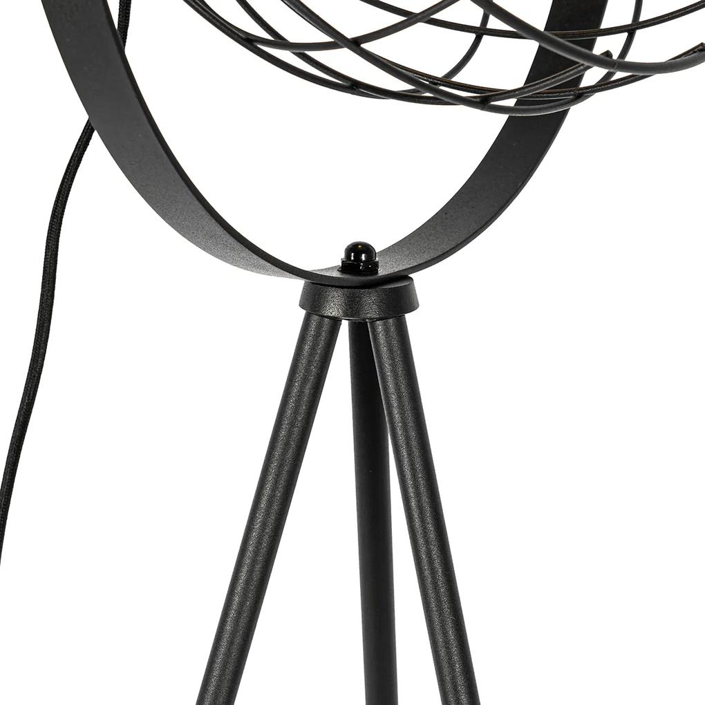 Industriële tripod vloerlamp zwart 35 cm verstelbaar - Hanze Industriele / Industrie / Industrial E27 rond Binnenverlichting Lamp