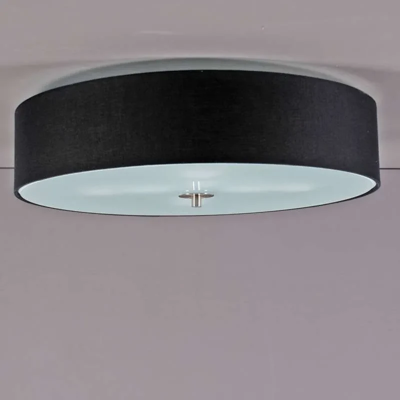 Stoffen Landelijke plafondlamp zwart 50 cm - Drum Modern, Landelijk / Rustiek E27 rond Binnenverlichting Lamp