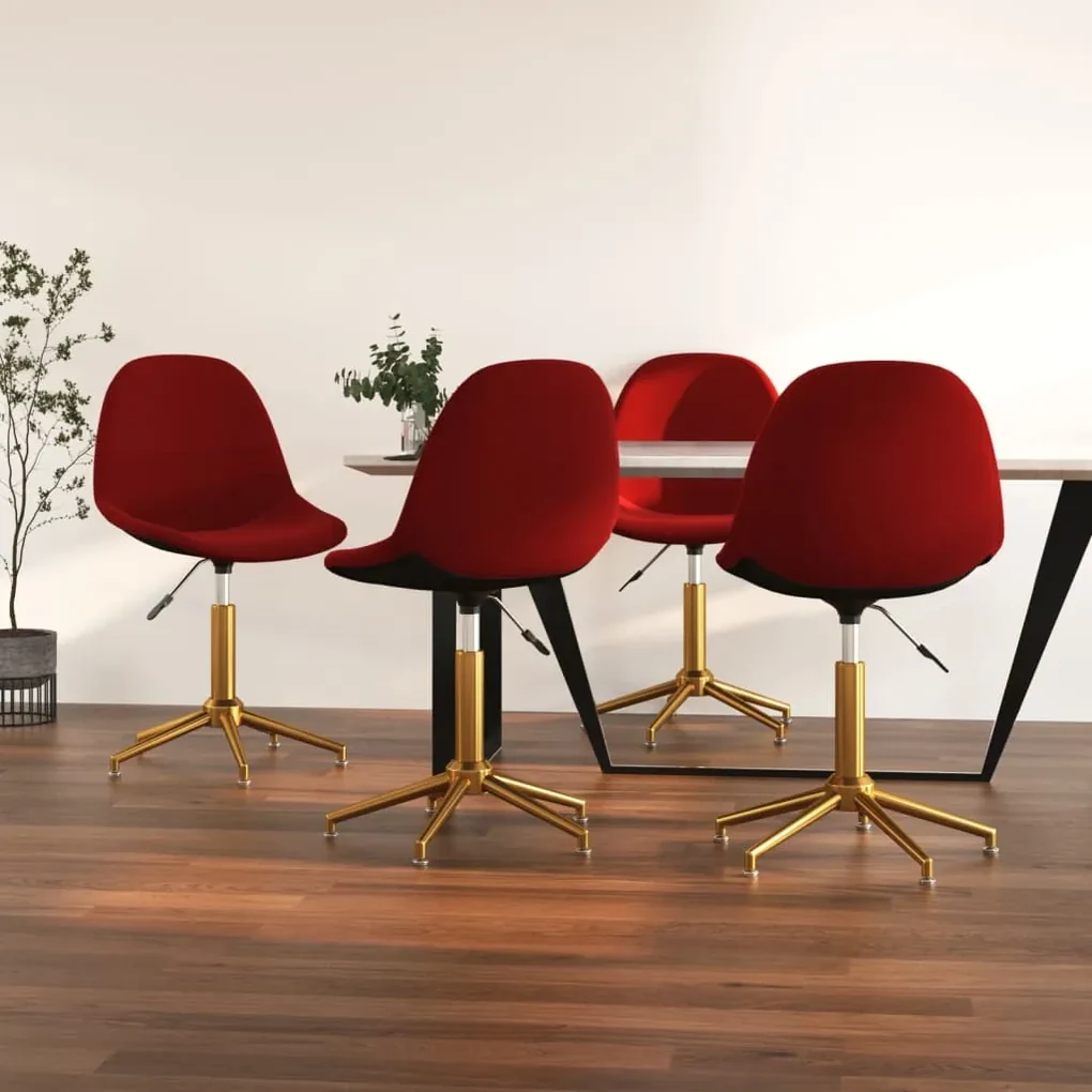vidaXL Eetkamerstoelen draaibaar 4 st fluweel wijnrood