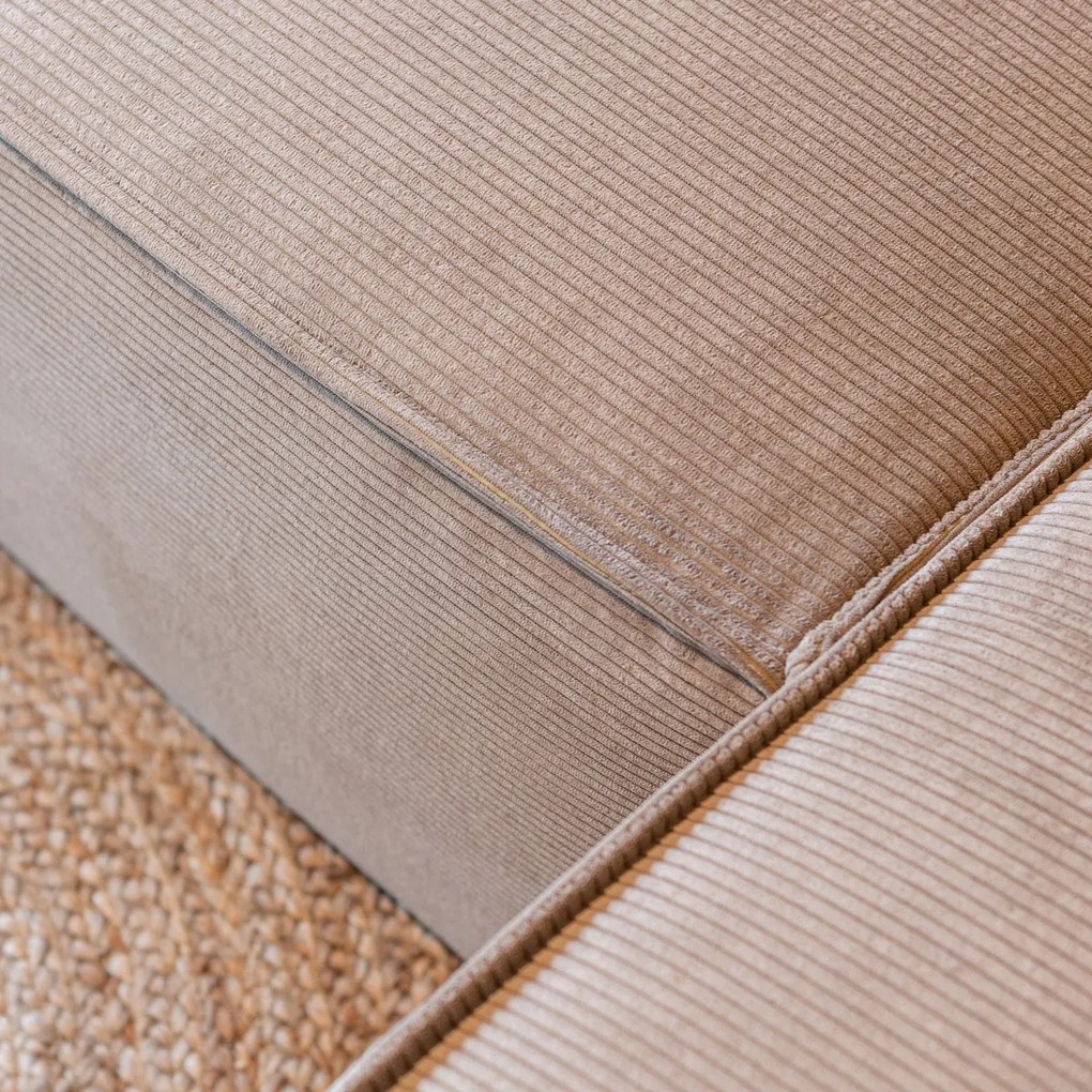 Moderne Hoekbank Beige Ottoman Rechts