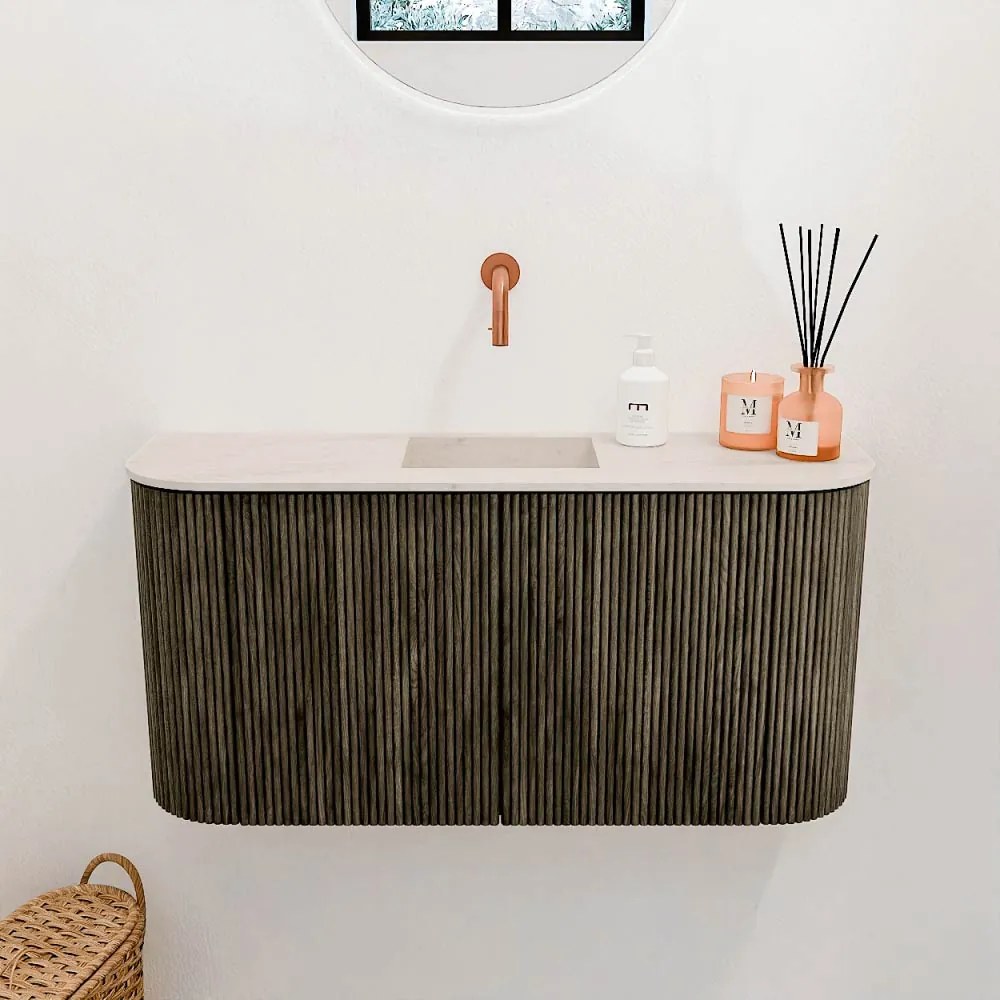 Mondiaz Joya DLux 85cm toiletmeubel ronding links/rechts shadow met wastafel faye midden zonder kraangat meli