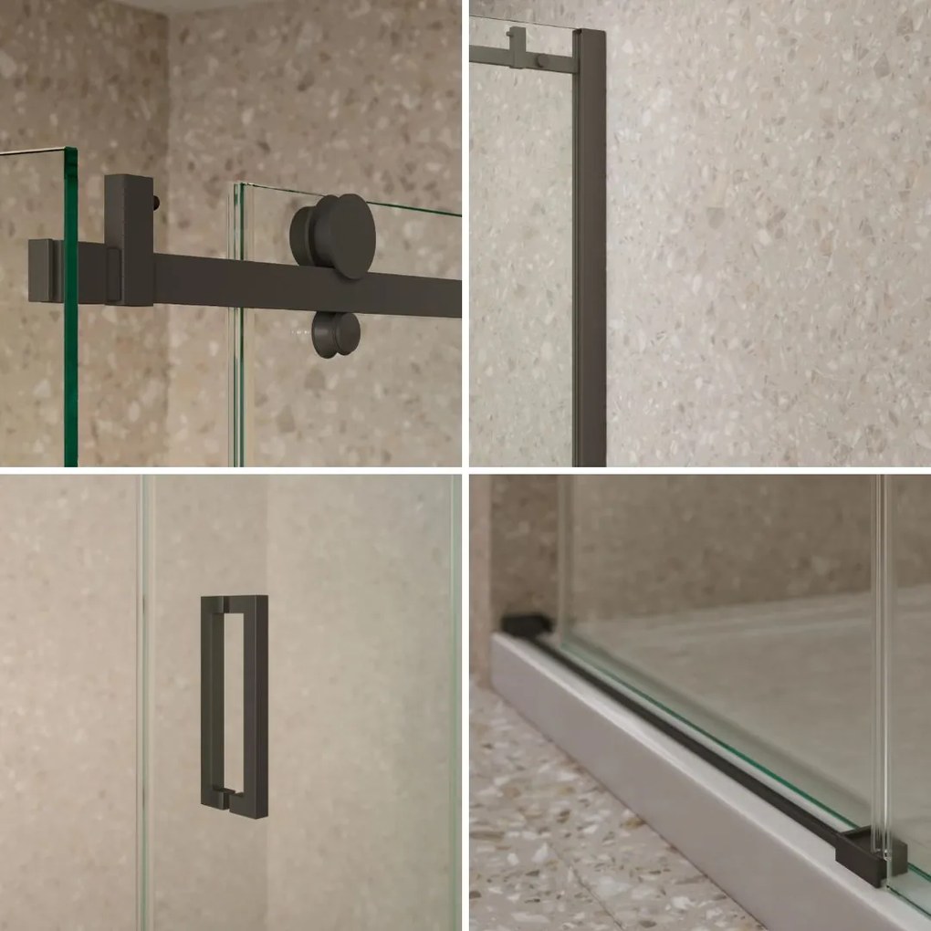 Saniclear Supreme profielset voor douchedeur 110-120cm zwart mat