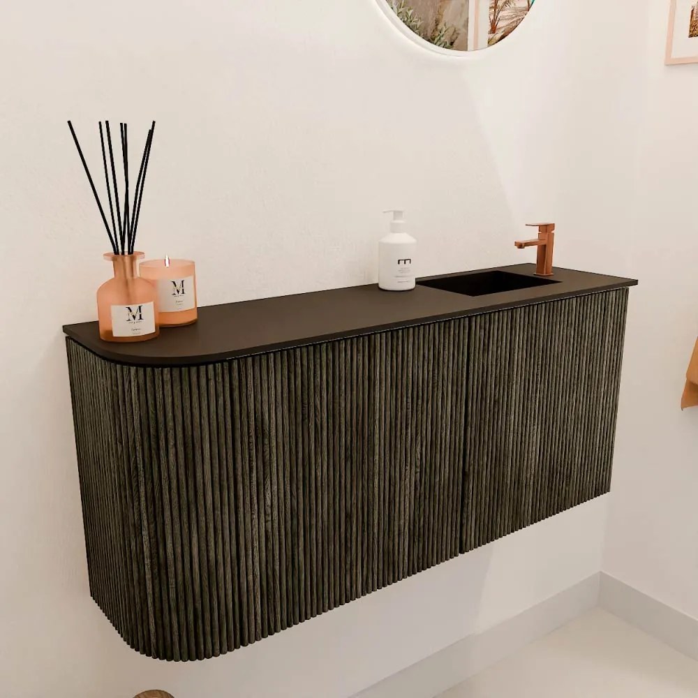 Mondiaz Joya 90cm toiletmeubel ronding links shadow met wastafel faye rechts 1 kraangat urban
