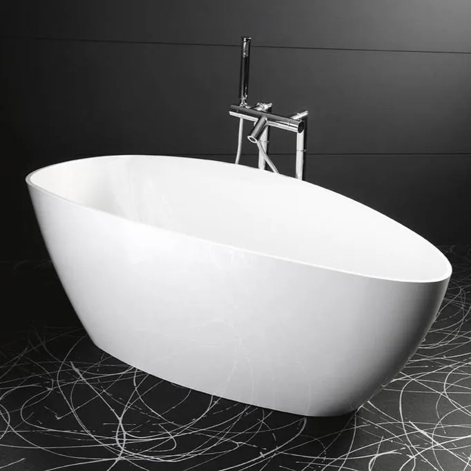 Gelco Elipsie vrijstaand bad wit glans mineraalmarmer 160x70cm