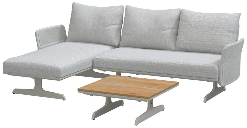 4 Seasons Outdoor Play chaise longue S met salontafel 75 x 75 cm  Loungeset    houtkleur weerbestendig