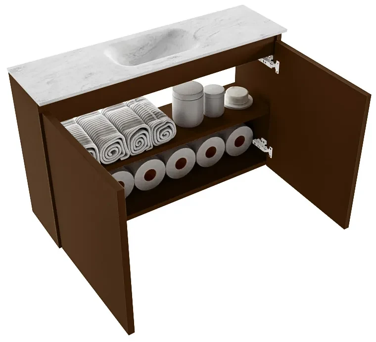 Mondiaz Ture DLux toiletmeubel 80cm rust met wastafel opalo midden met kraangat
