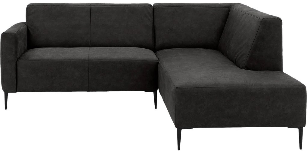 Goossens  Key West antraciet, micro leer, 2-zits, modern design met ligelement rechts