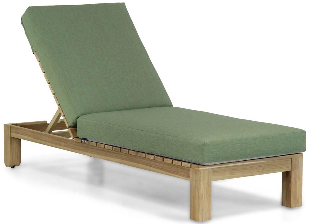 Santika Furniture Santika Arlington Lounger Met Green Kitsilano Kussen Teak Old Teak Greywash