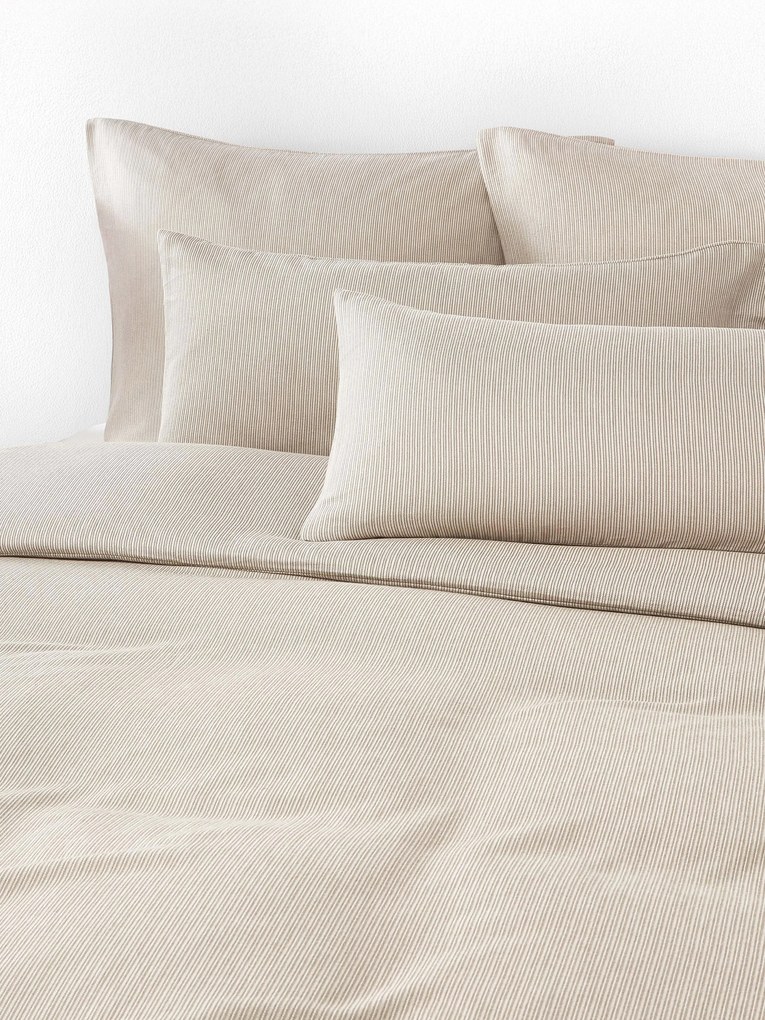 Flanellen dekbedovertrek Javon met fijne strepen
