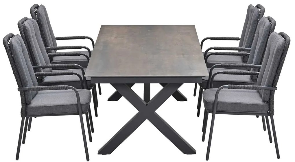 Garden Impressions Aleria tuinset 7-delig - Sintra tuintafel 240x100 cm - rome bronze