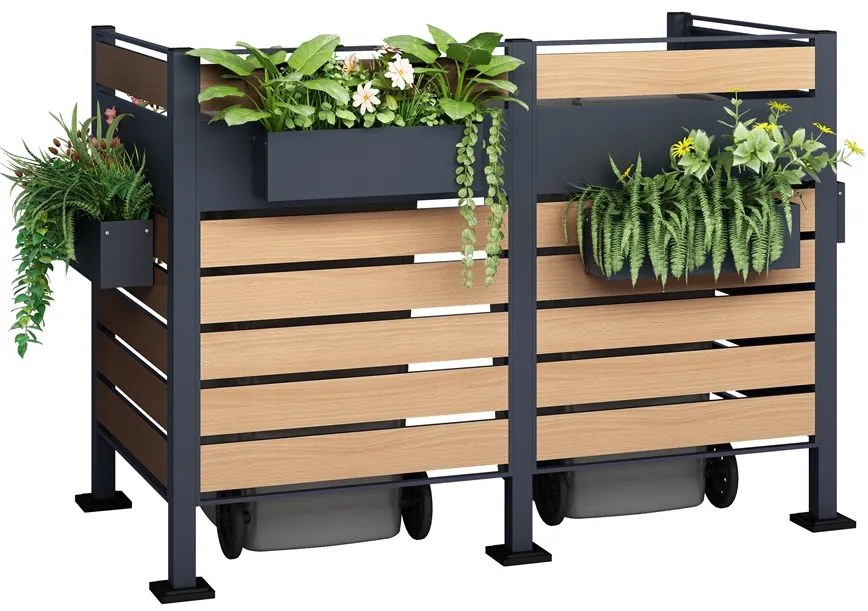 Overdekking voor 2 afvalbakken 120l of 240l Breda CoverTech