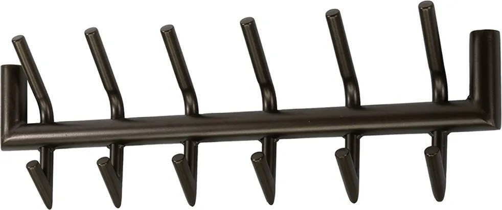 Dubbele Wandkapstok 6 Haaks Bruin