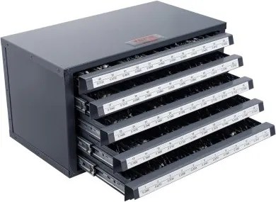 VEVOR Boorbit Dispenser Kast, Boorbit Organizer met Vijf Laden voor Boorbit Dispensers Nr. 1 tot Nr. 60 Gemaakt van Staal met Labels, Stapelbare Boorbit Dispenser voor het Opbergen van Boren en Graveerbits