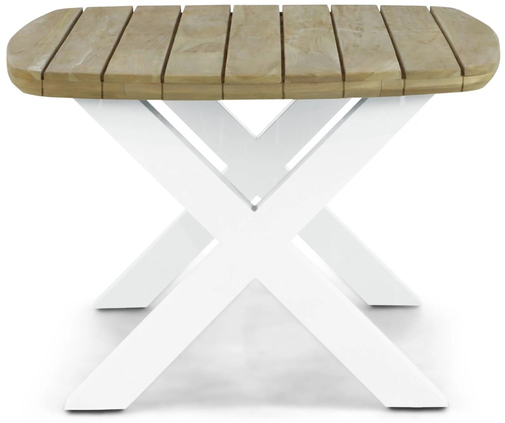 Dining Tuintafel rechthoekig 180 x 115 cm Aluminium/Teak Wit Falcon/Cardiff