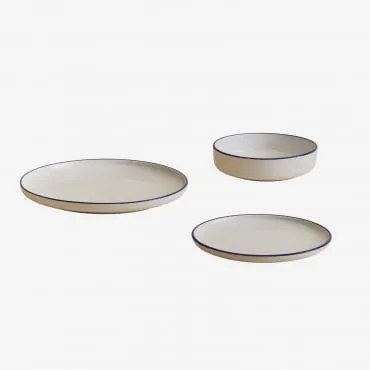 Servies Van 12 Stuks In Ronilena Steengoed Ken Blauw - Gardenia Wit - Sklum