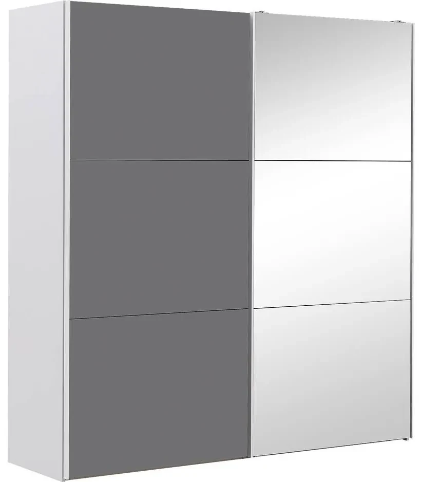 Goossens Kledingkast Easy Storage Sdk, 153 cm breed, 220 cm hoog, 1x 3 paneel glas schuifdeur li en 1x 3 paneel spiegel schuifdeur re