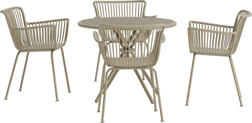 Garden Interiors Sifnos Round Dining Set 5 pcs - Beige / Beige