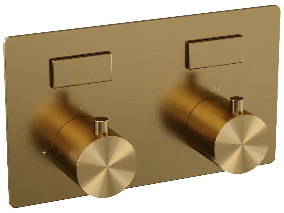 Brauer Gold Edition thermostatische inbouw regendouche met 3 standen handdouche, plafondarm, glijstang en hoofddouche 30cm set 72 messing geborsteld PVD