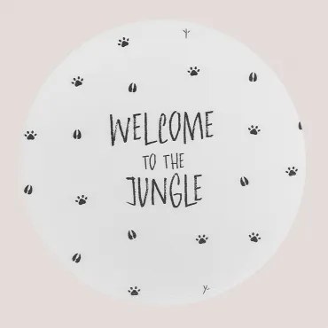 Ronde Vinyl Placemat Jungle Kids Wit – zwart - Sklum