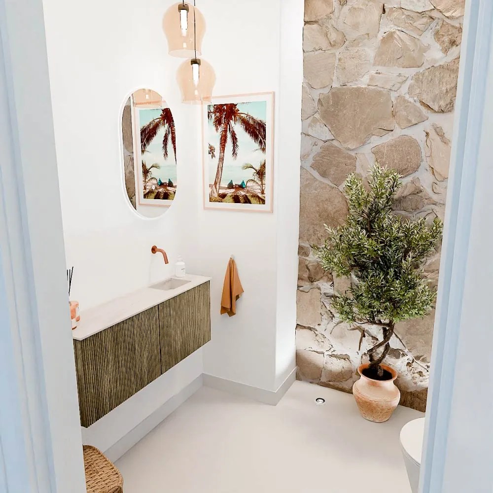 Mondiaz Joya DLux 100cm toiletmeubel dusk met wastafel faye rechts zonder kraangat meli