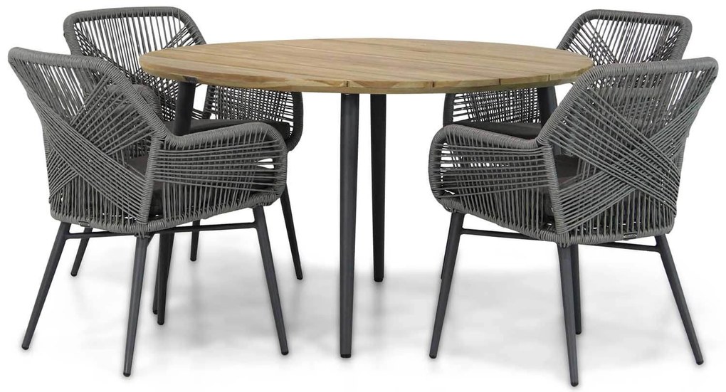 Tuinset Ronde Tuintafel 4 personen 130 cm Wicker Grijs Lifestyle Garden Furniture Advance/Montana