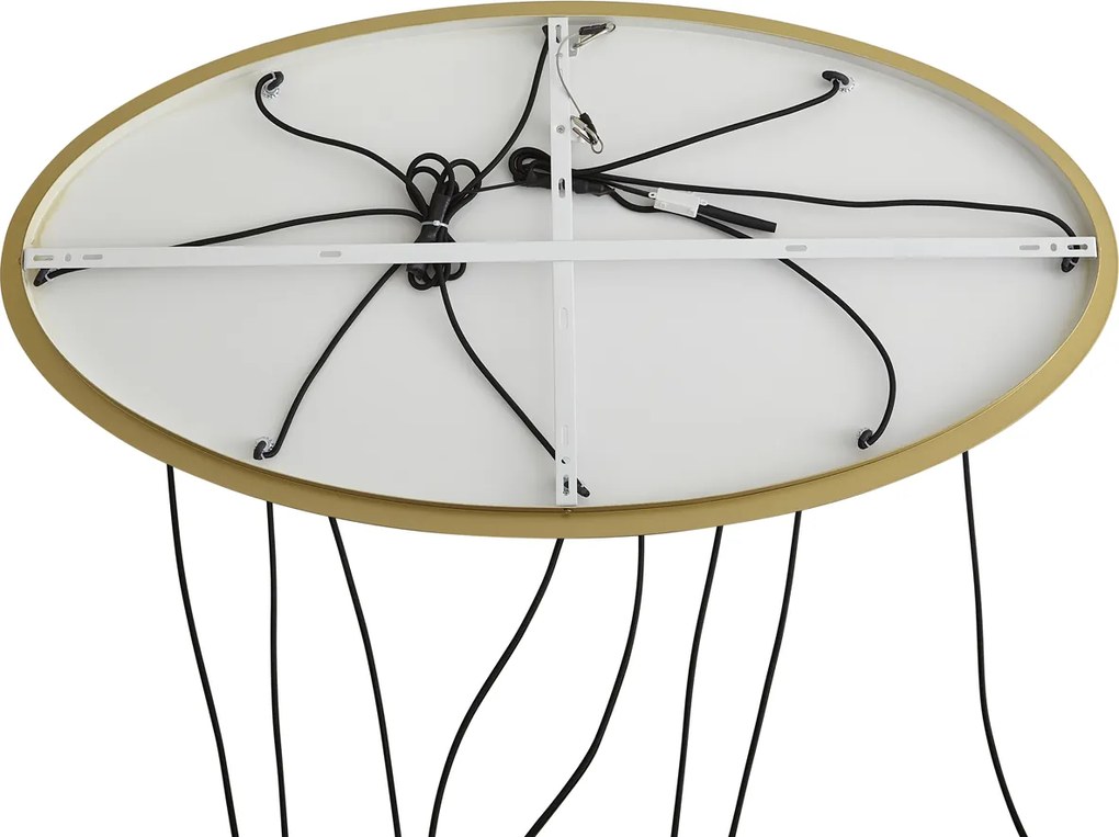 Hotel Chique hanglamp messing met blauw en groen glas  8-lichts - Qara