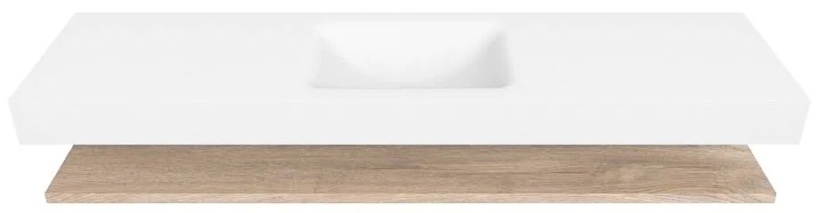 Zaro Alan badmeubel 180cm met planchet washed oak en vrijhangende wastafel cloud midden zonder kraangat talc