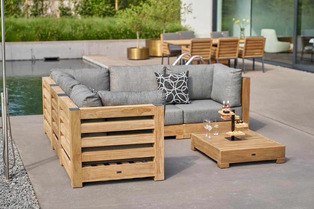 Hoek loungeset 4 personen Teak Old teak greywash Santika Furniture Santika