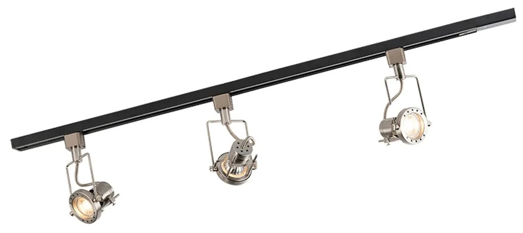 Smart 1-fase rail zwart met staal incl. 3 WiFi GU10 - Iconic Suplux Modern GU10 Binnenverlichting Lamp