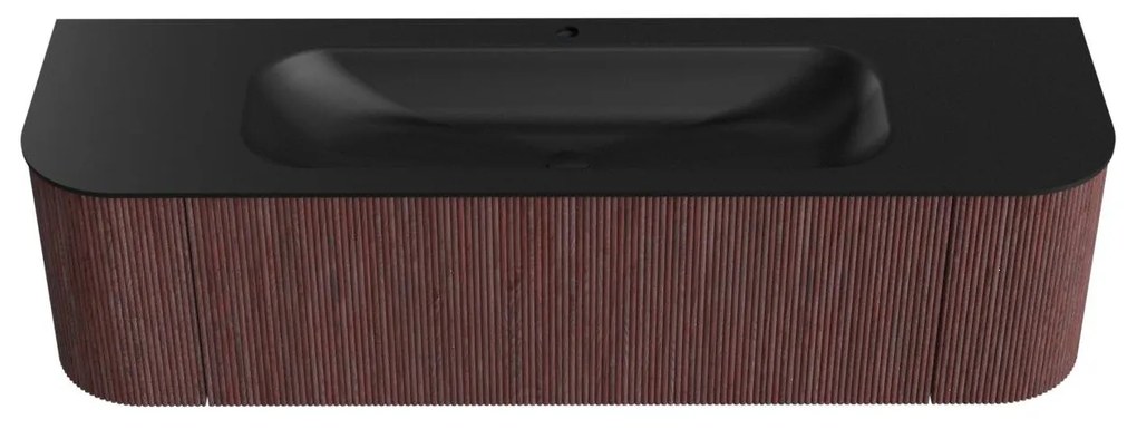 Mondiaz Kurve 160cm badmeubel ronding links/rechts ruby met 1 lade en 2 deuren en wastafel big medium midden 1 kraangat urban