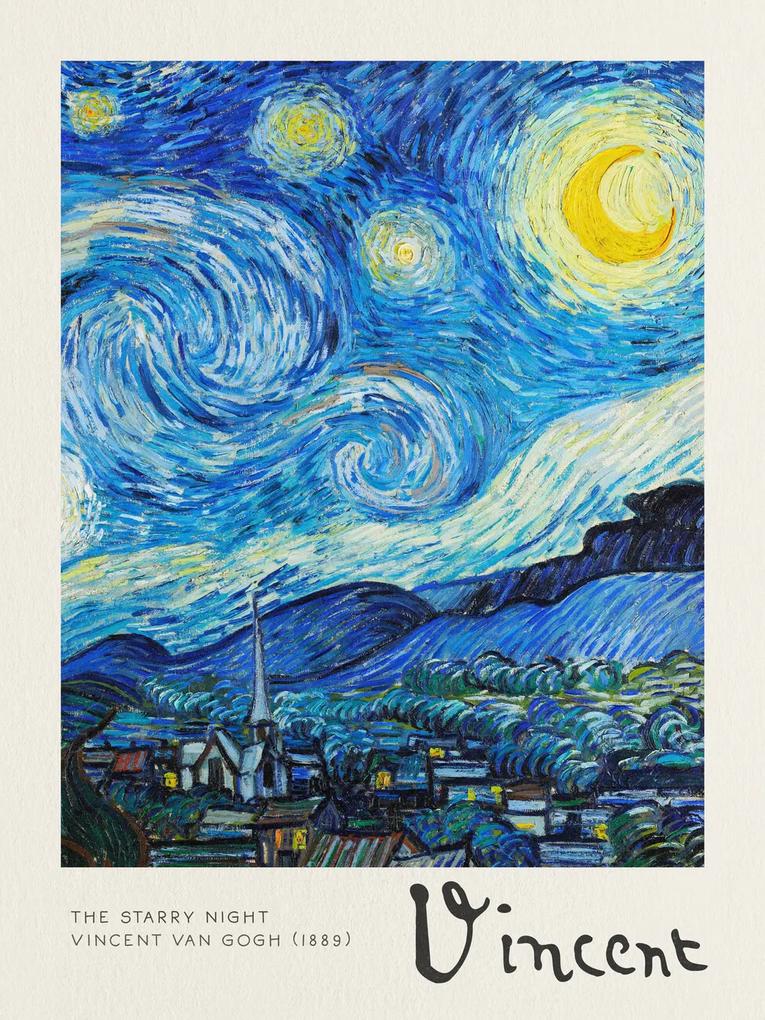Kunstdruk The Starry Night - Vincent van Gogh, (30 x 40 cm)