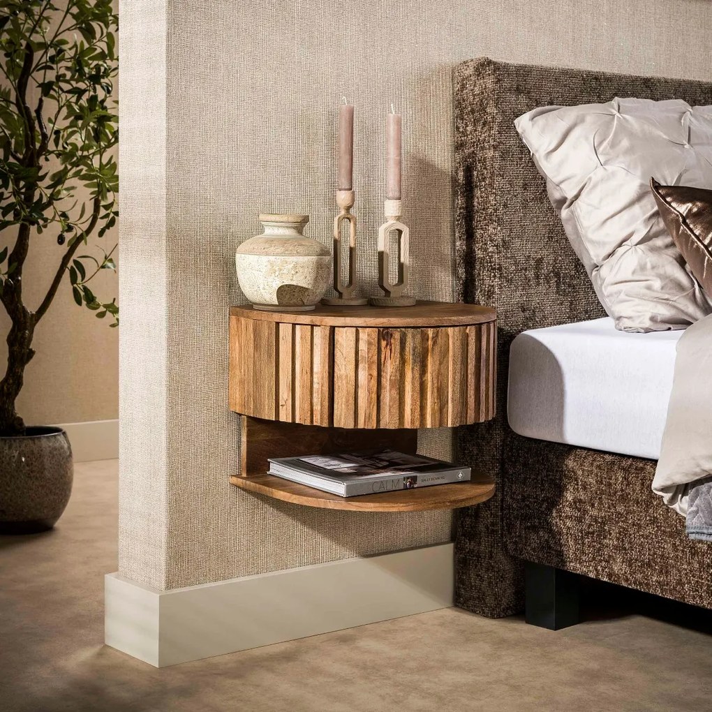 Zwevend Nachtkastje Hout Met Legplank - 40x35x30cm.