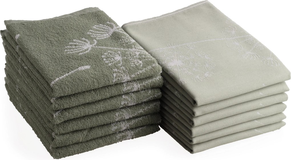 Keuken- & Theedoek dandelion – set van 12 – groen