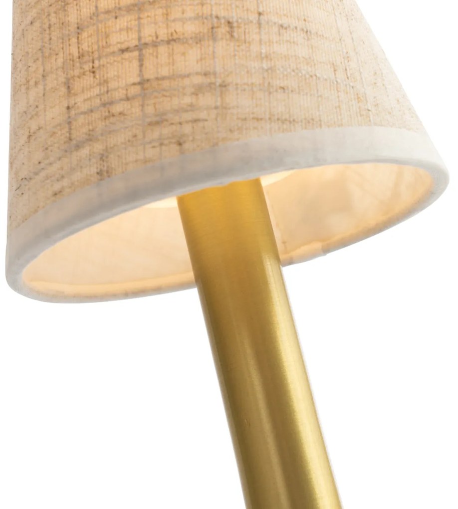 LED Set van 2 tafellamp met dimmeren goud met beige RGBW oplaadbaar - Elise Modern IP54 rond Binnenverlichting Lamp