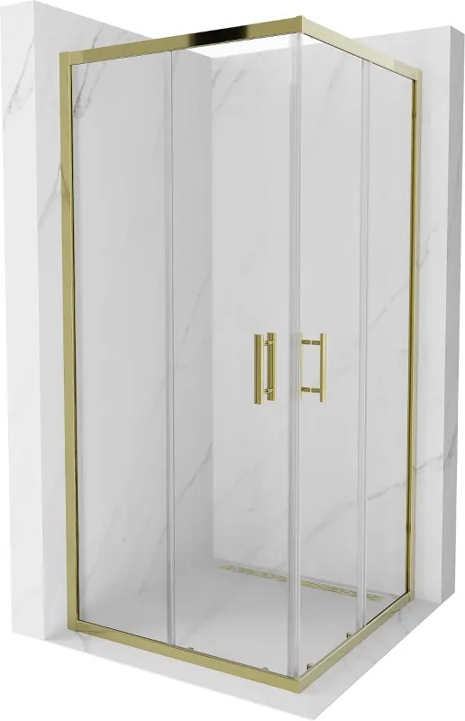 Mexen Rio vierkante douchecabine 90 x 90 cm, transparant, goud - 860-090-090-50-00