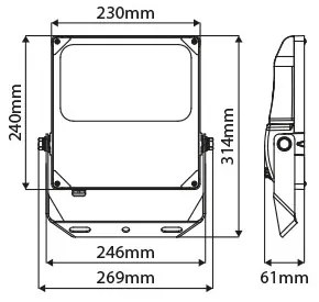 Prolumia 41060753 Prolumia LED Pro-Flood 41060753 Pro-Flood 100W, zwart, 11800 Lm, 3000K, Ra>70, 60°