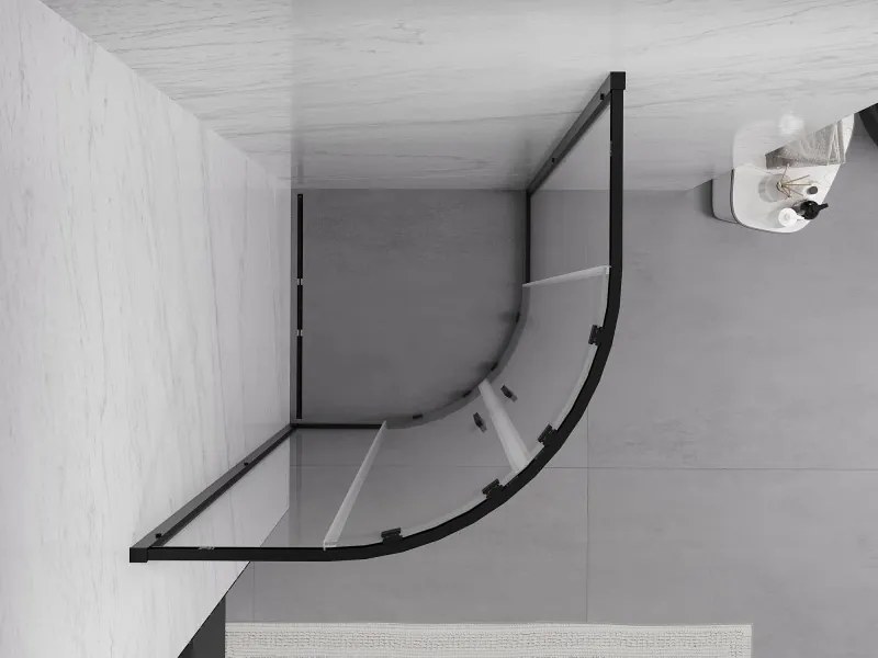 Mexen Exo-S Duo half rondeglide douchecabine 90 x 90 cm, transparant, zwart - 8132-090-090-70-00