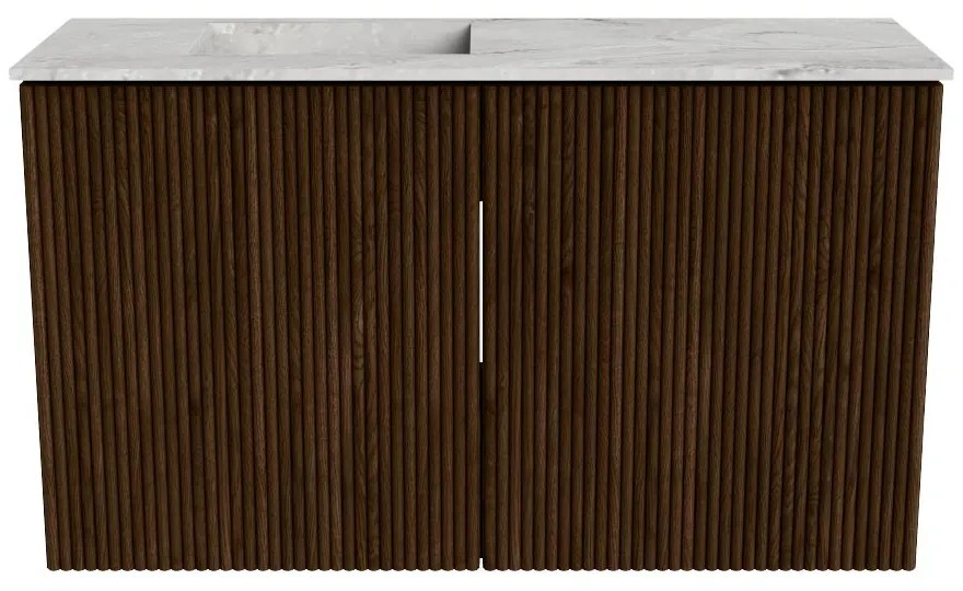 Mondiaz Joya DLux 70cm toiletmeubel walnut met wastafel faye links zonder kraangat glace