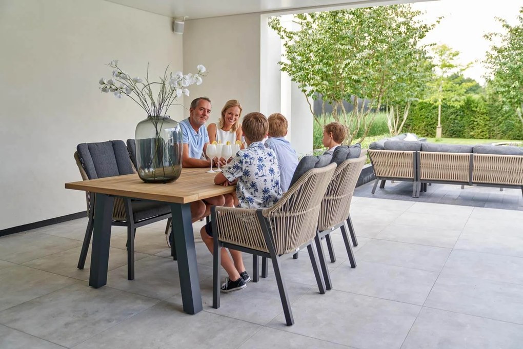 Tuinset Ronde Tuintafel 150 cm Aluminium/rope Taupe 6 personen Lifestyle Garden Furniture Verona/Livorno