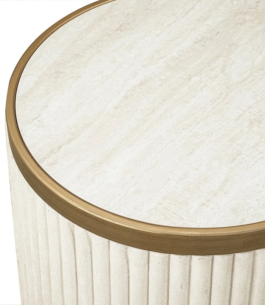 Richmond Interiors Tivoli Ronde Bijzettafelset Beige Goud - 50 X 50cm.