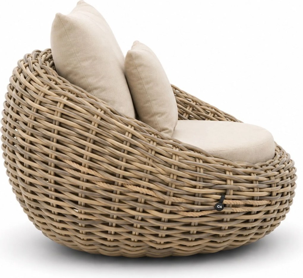 Stoel en Bank Loungeset 5 personen Wicker Taupe Apple Bee Cocoon/Monaco