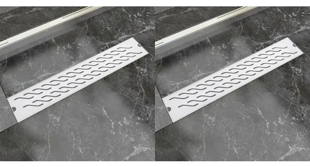 vidaXL Doucheafvoer 2 st rechthoekig golvend 630x140 mm roestvrij staal