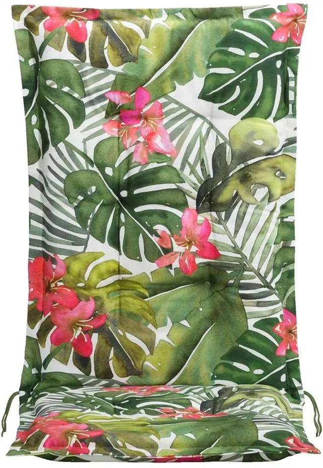 Le Sud terrasstoelkussen Tropical Flower - groen - 123x50x8 cm - Leen Bakker