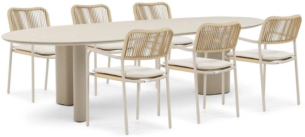Tuinset 6 personen 240 cm Aluminium/rope Taupe Coco Penya/Weave