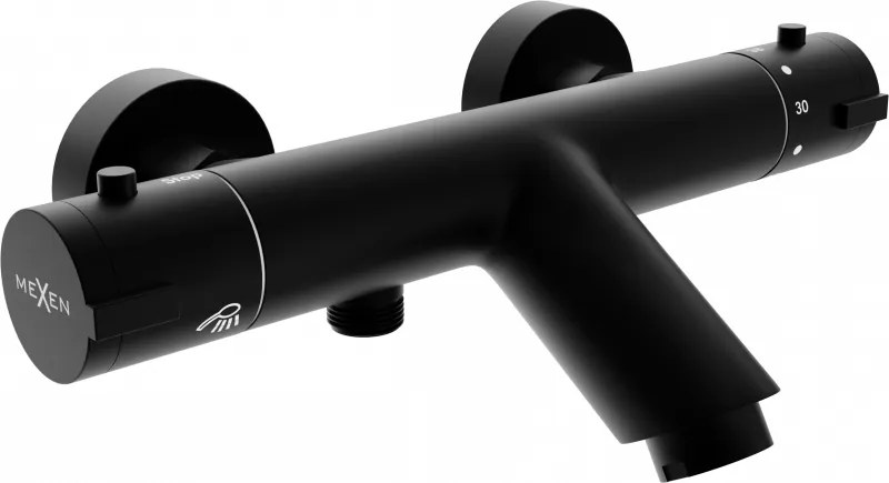 Mexen Kai thermostatische badkraan, zwart - 77300-70