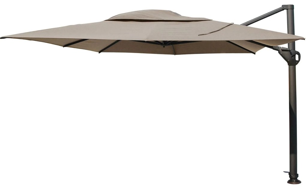 4-Seasons zweefparasol Hacienda 300 x 400 - Taupe met voet en hoes