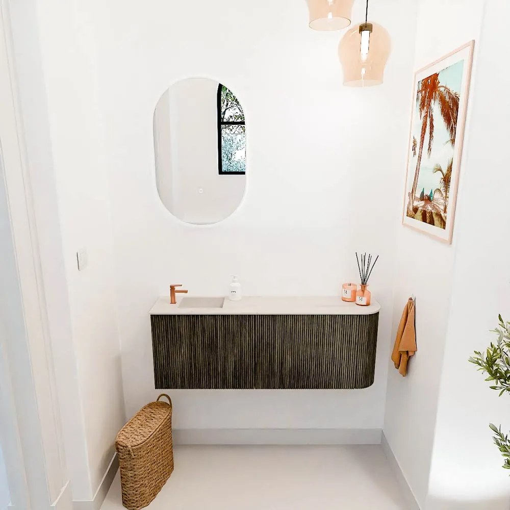 Mondiaz Joya DLux 110cm toiletmeubel ronding rechts shadow met wastafel faye links 1 kraangat meli