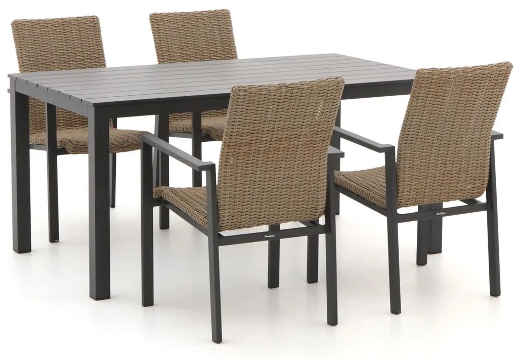 Diningset Manifesto  | 4 personen wicker (vlechtwerk) | Tuinset stapelbaar | 5-delig | Kees Smit Tuinmeubelen